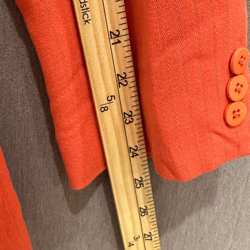 Donna Karan Vtg 90s Orange Wool Blend Textured Blazer Jacket Women's Size 14 - Picture 5 of 10